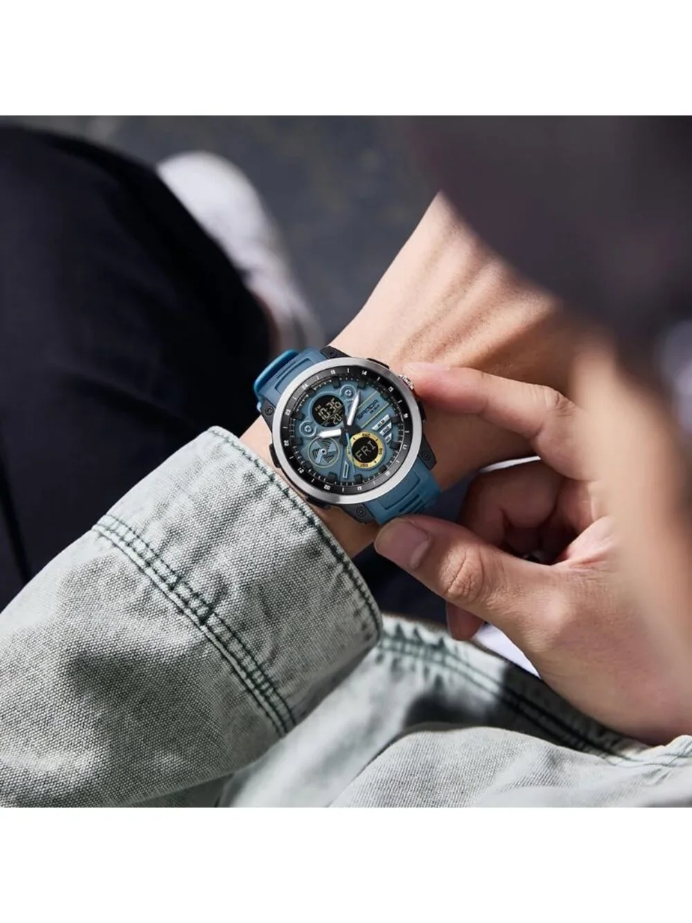 Men's Blue Analog Quartz Stainless Steel Military Electronic LED Digital Watch